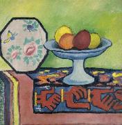 August Macke Still-life with bowl of apples and japanese fan Germany oil painting artist